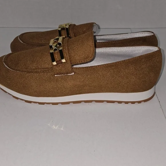 SHEIN Brown and Gold Flats Moccasin-Style Loafers - Picture 4 of 11